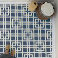 Modern Lattice Wall Stencil on Tile Stencils