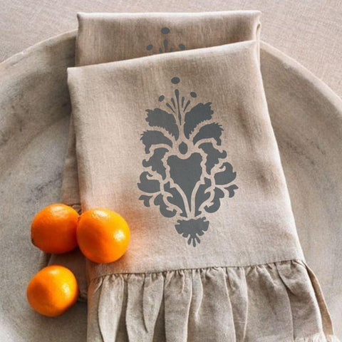 Hillsborough Damask Motif Stencil on a napkin