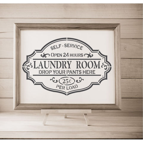 Laundry Room Stencil framed artwork