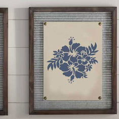 Island Hibiscus Stencil Framed