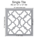 Moroccan Wall Stencil Single Tile Measurements 12 x 12