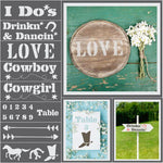 Western Ranch Wedding 8 Piece Craft Stencil Kit