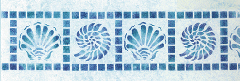 Shell Tiles Border Stencil